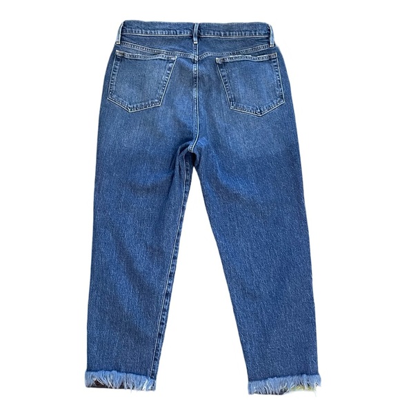 FRAME Le Stevie Crop Slouchy Straight Blue Jeans Frayed Hem Santana Wash Size 29 - Picture 3 of 8